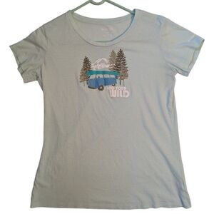 Columbia T-shirt Jersey Cotton Camper Mountains & Pine Sz Large